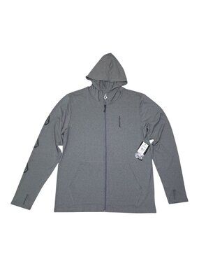 Volcom Iconic Stone Ls Hoodie Mens XL Gray Anti-UV Lightweight Zip-Up